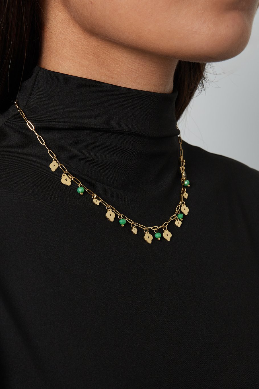Collana trifoglio basic - Colore oro verde Immagine2